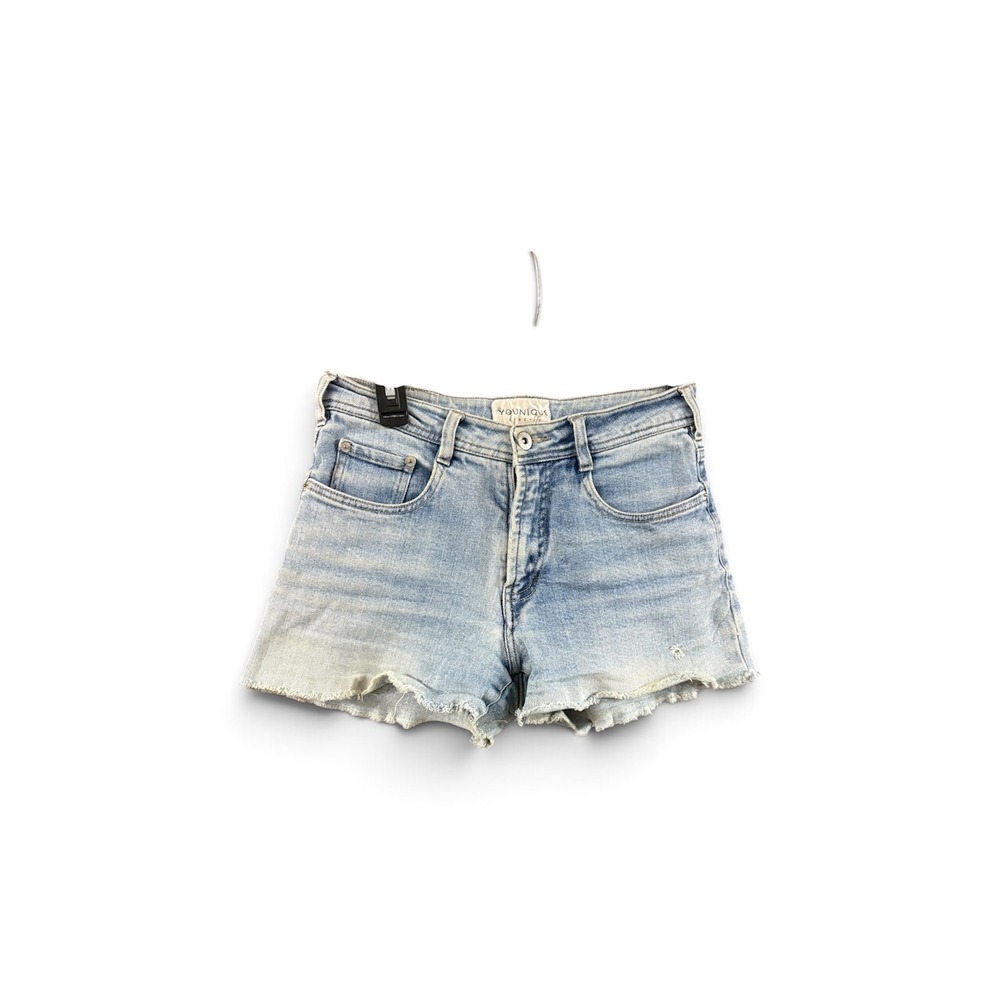 Younique Stretch Womens Light Wash‎ Raw Hem Denim Jean Shorts Size 3/4